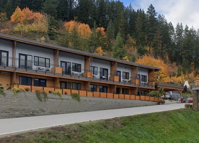 Spirit Water Spa nestled in autumn foliage, Ainsworth, British Columbia, CA.