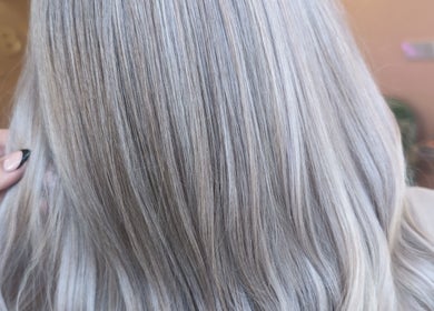 Stunning platinum blonde hair styled at Kate Darby - Hair Designer in Stoke-on-Trent, England, GB.