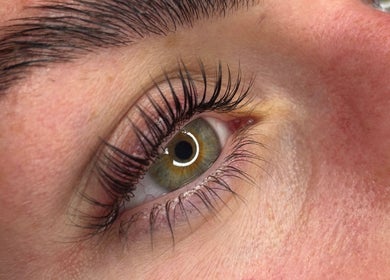 Close-up of beautifully enhanced lashes at LJT Aesthetics, Herne Bay, England, GB.