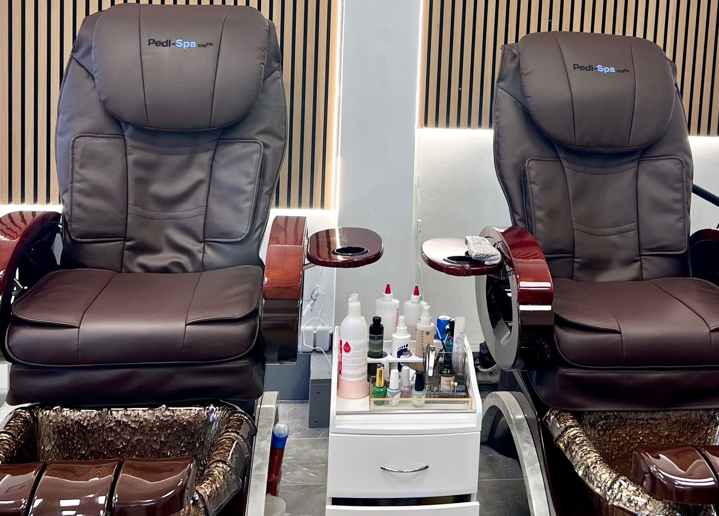 Luxurious pedicure chairs at Broadstone Nails and Spa, Poole, England, GB, offering premium foot care.