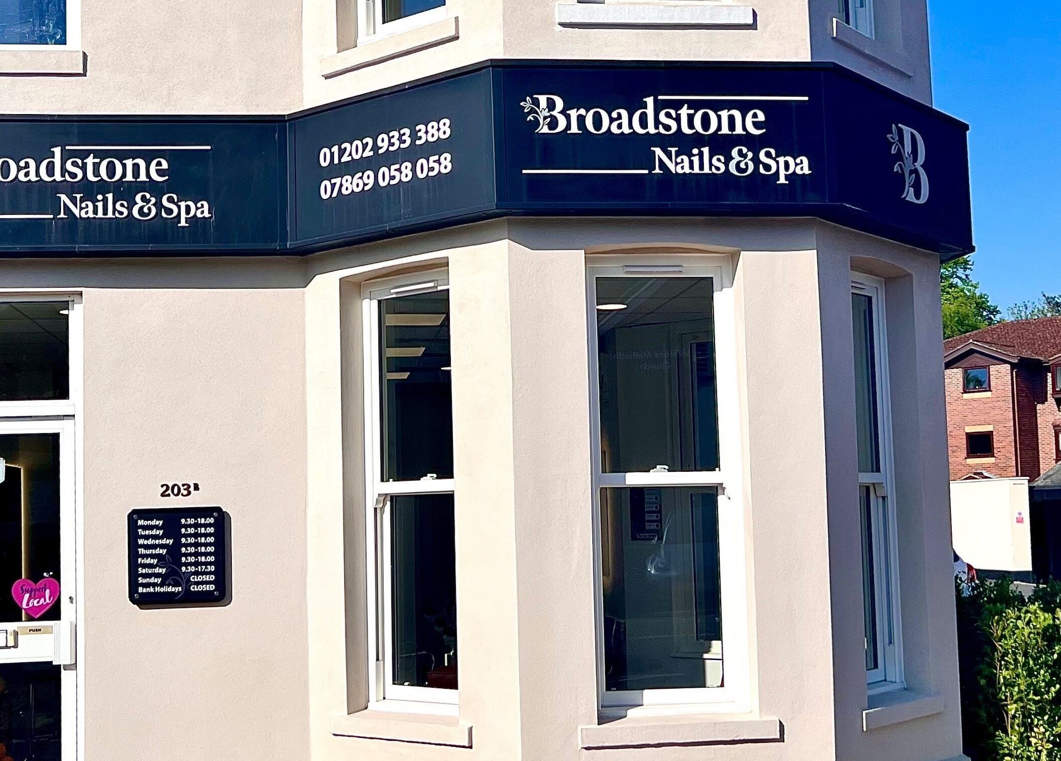 Broadstone Nails and Spa exterior view in Poole, England, GB showcases modern design and inviting entrance.