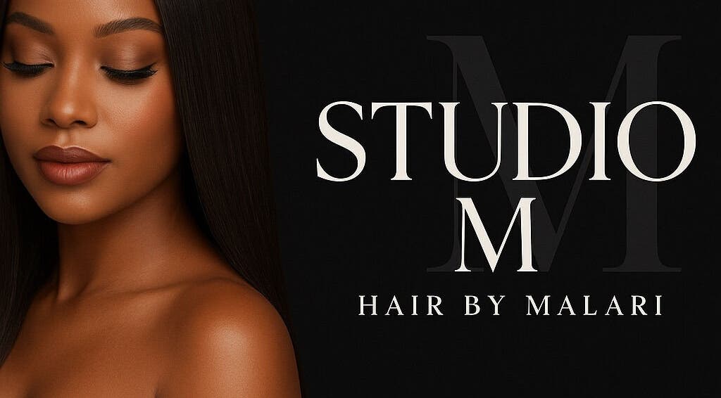 Elegant woman with smooth hair at Studio M in Euless, Texas, US highlighting beauty services.