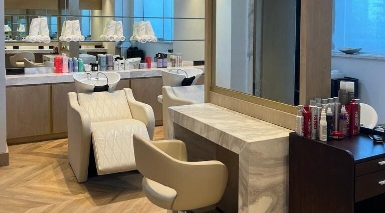 Elegant styling chairs and hair products at AlSagheer Salon in Doha, Doha Municipality, QA.