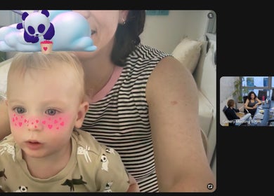 Child with panda filter at Effi Salon, Giv'atayim, Tel Aviv District, IL.