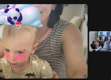 Child with virtual panda filter at Effi Salon, Giv'atayim, Tel Aviv District, IL.