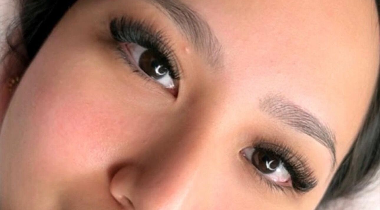 Close-up of elegant eyelash extensions at Lashes Bymissm, Macquarie Fields, New South Wales, AU.