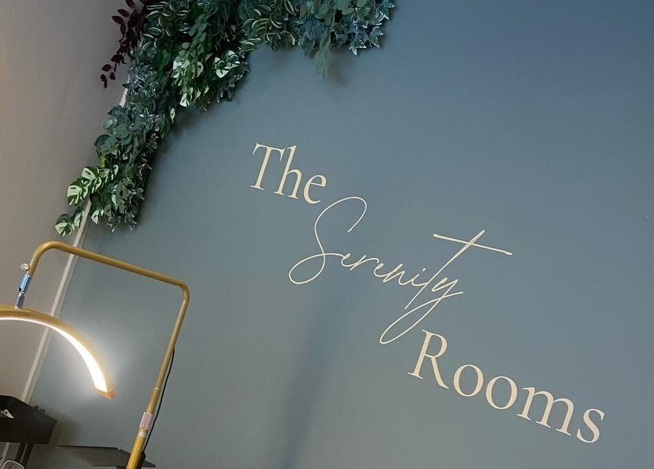 "Angela Conroy @ The Serenity Rooms Emsworth" signage with soft lighting, Emsworth, England, GB.