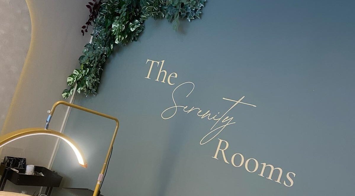 "Angela Conroy @ The Serenity Rooms Emsworth" signage with soft lighting, Emsworth, England, GB.