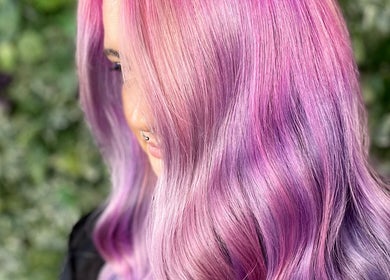 Vibrant pink and purple hair at Jordan Alexander @ Bathgate (Tues/Wed/Thur) in Bathgate, Scotland, GB.