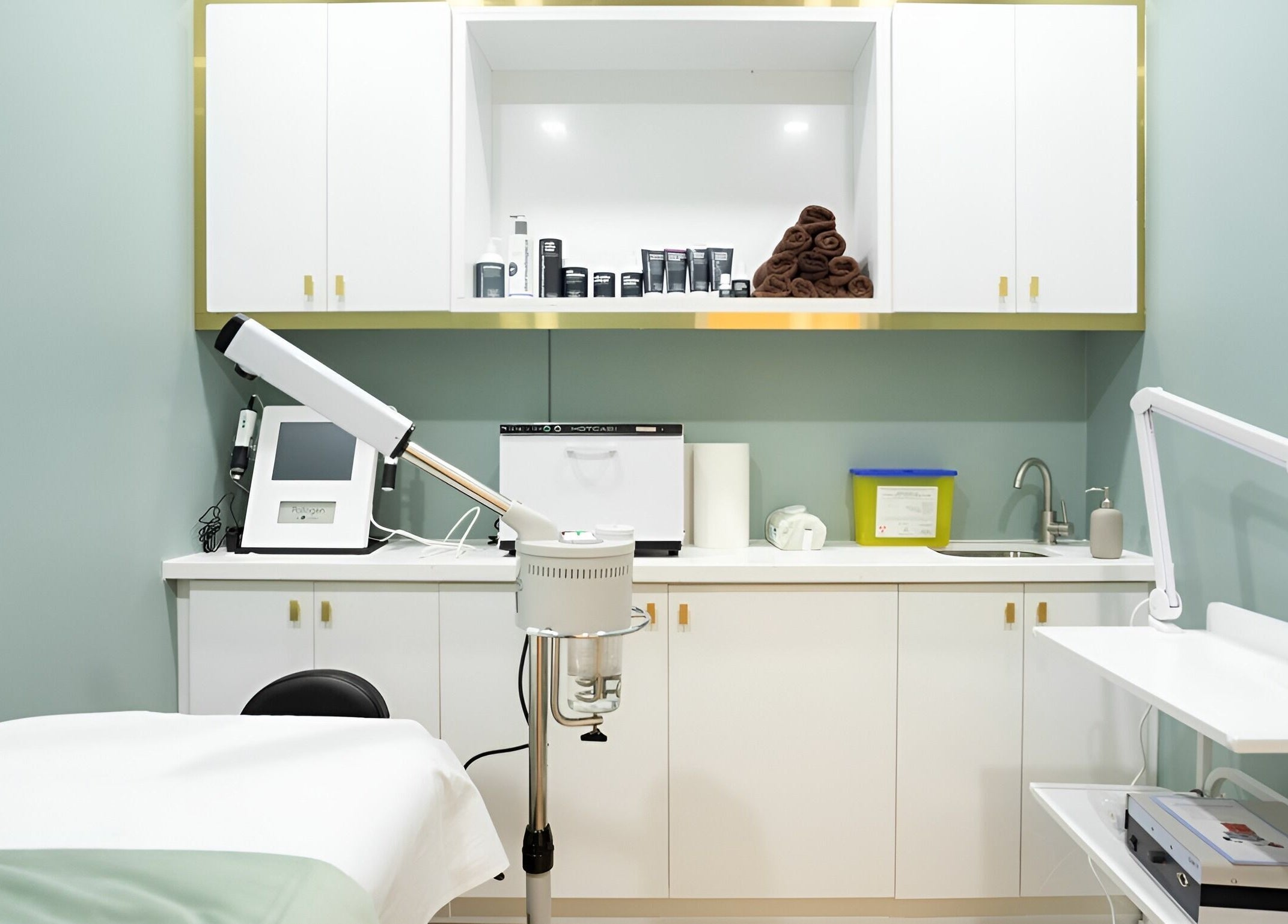 Treatment room at Clear Skin Medi Spa, Brampton, Ontario, CA with modern equipment and serene decor.