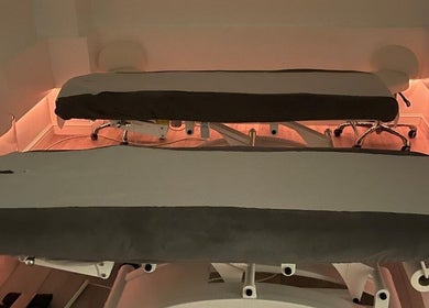 Tranquil massage room at N and N Knightsbridge, London, England, GB with two luxurious treatment beds.