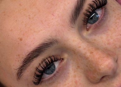 Close-up of beautifully enhanced lashes at Lashes by Lily, Dreghorn, Scotland, GB.