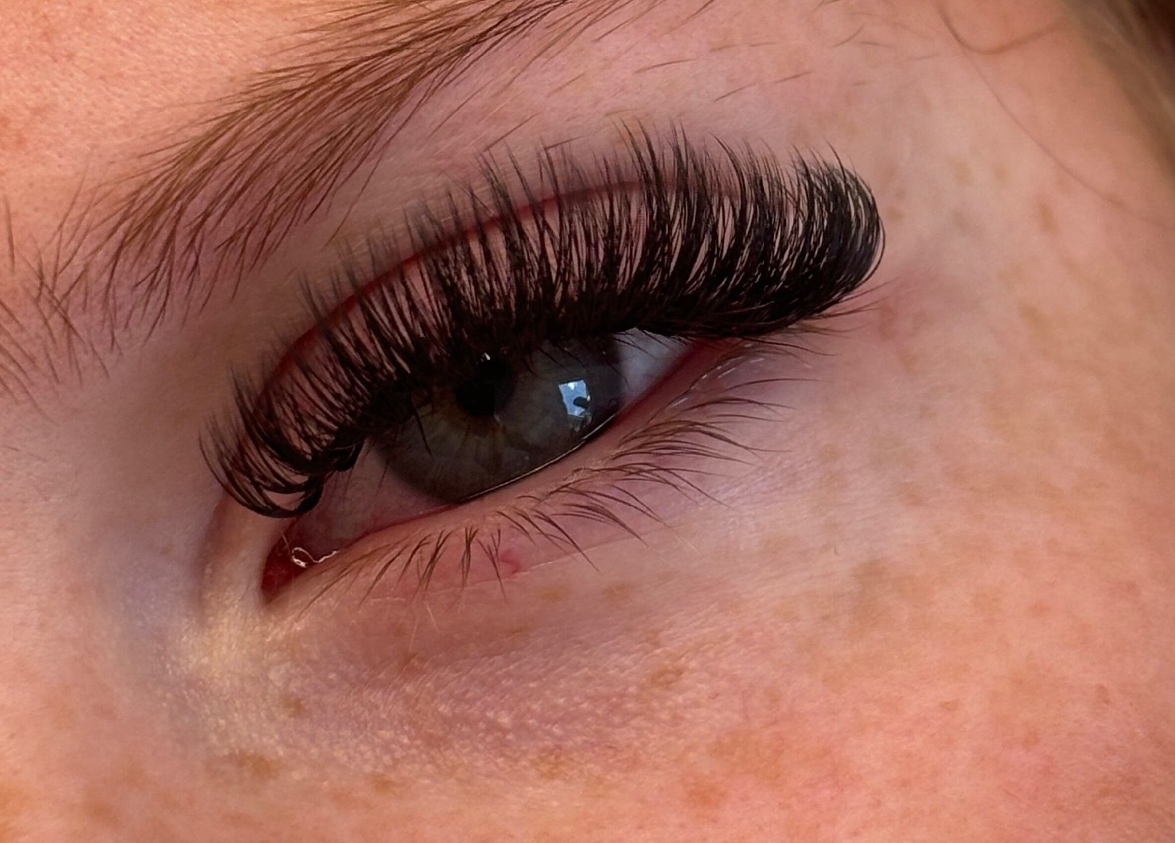 Close-up of eyelash extensions at Lashes By Lily, Dreghorn, Scotland, GB.