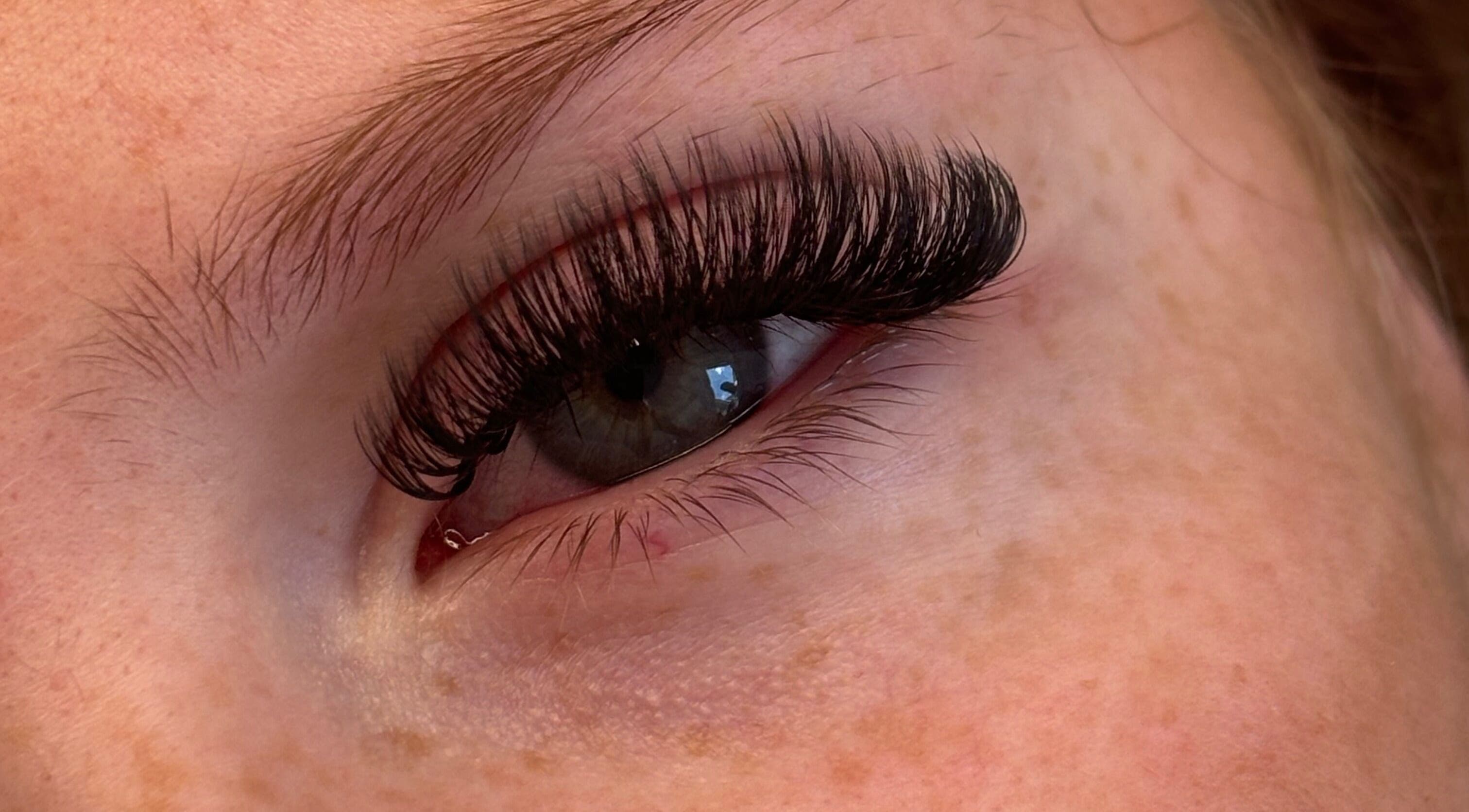 Close-up of eyelash extensions at Lashes By Lily, Dreghorn, Scotland, GB.