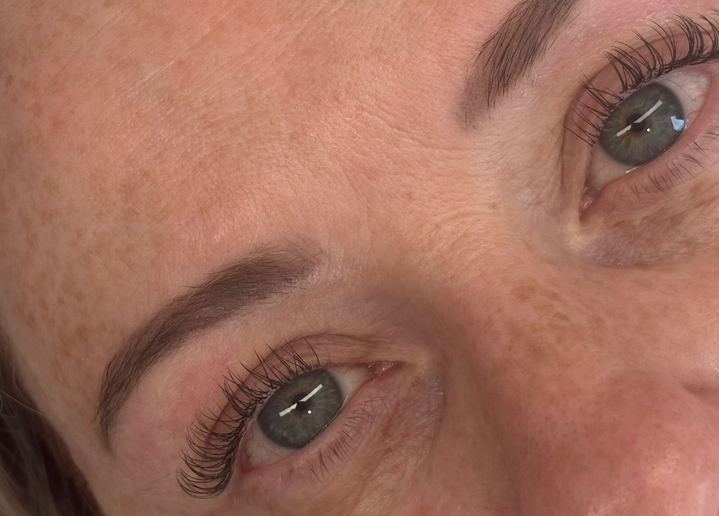 Close-up of expertly done eyelashes at Lashes By Lily in Dreghorn, Scotland, GB.