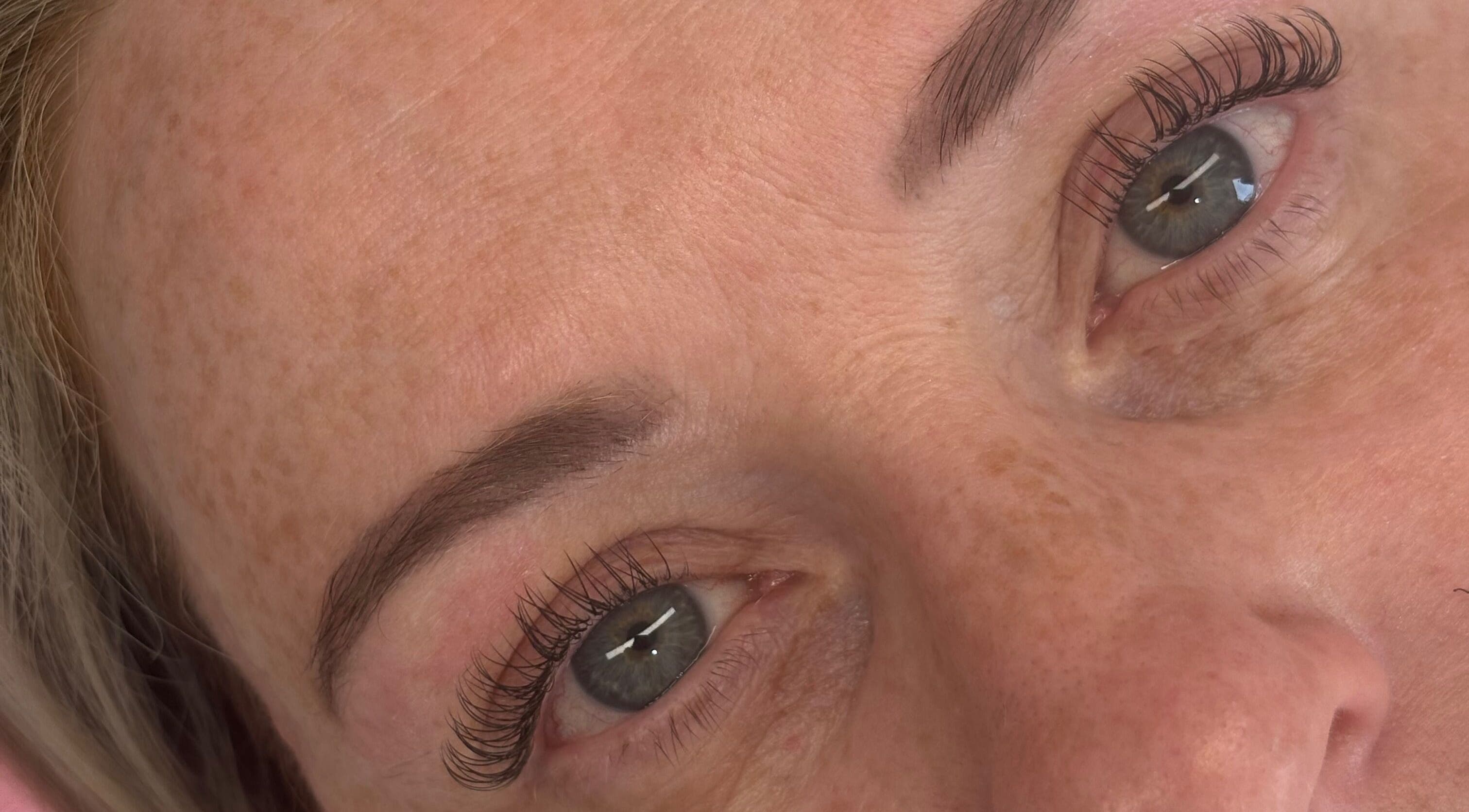 Close-up of expertly done eyelashes at Lashes By Lily in Dreghorn, Scotland, GB.