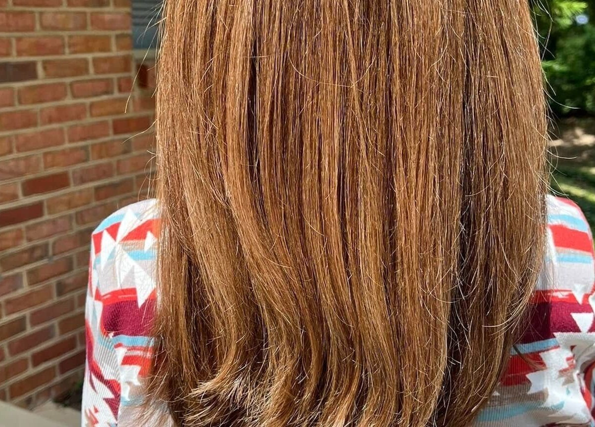 Smooth, shiny hairstyle in sun at Studio 36 Salon and Spa, Mobile, Alabama, US.