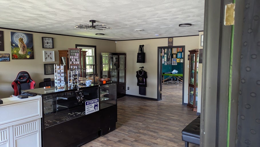 Intimate view of Eternal Muse Tattoo & Piercing's welcoming interior in Vestal, New York, US.
