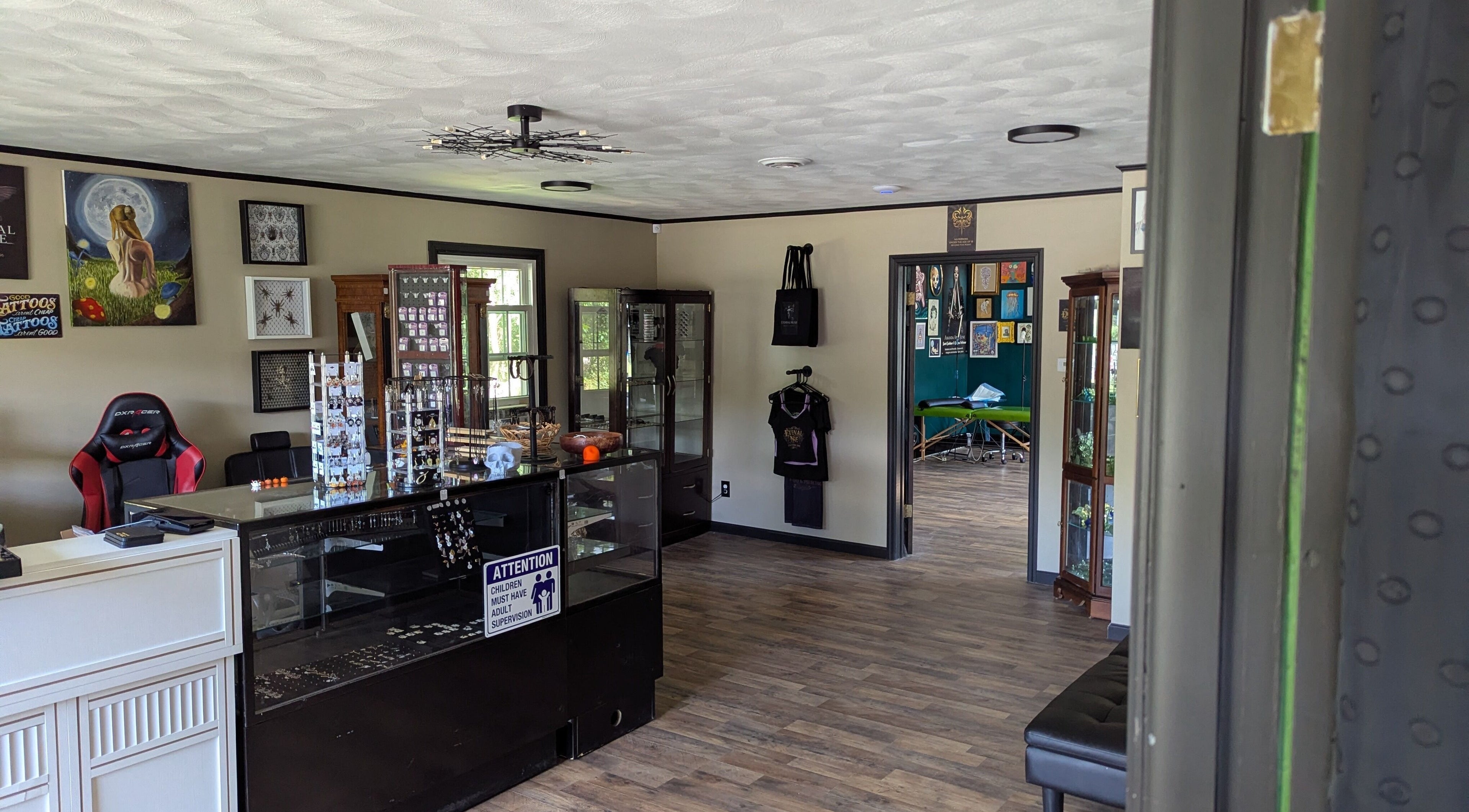 Intimate view of Eternal Muse Tattoo & Piercing's welcoming interior in Vestal, New York, US.