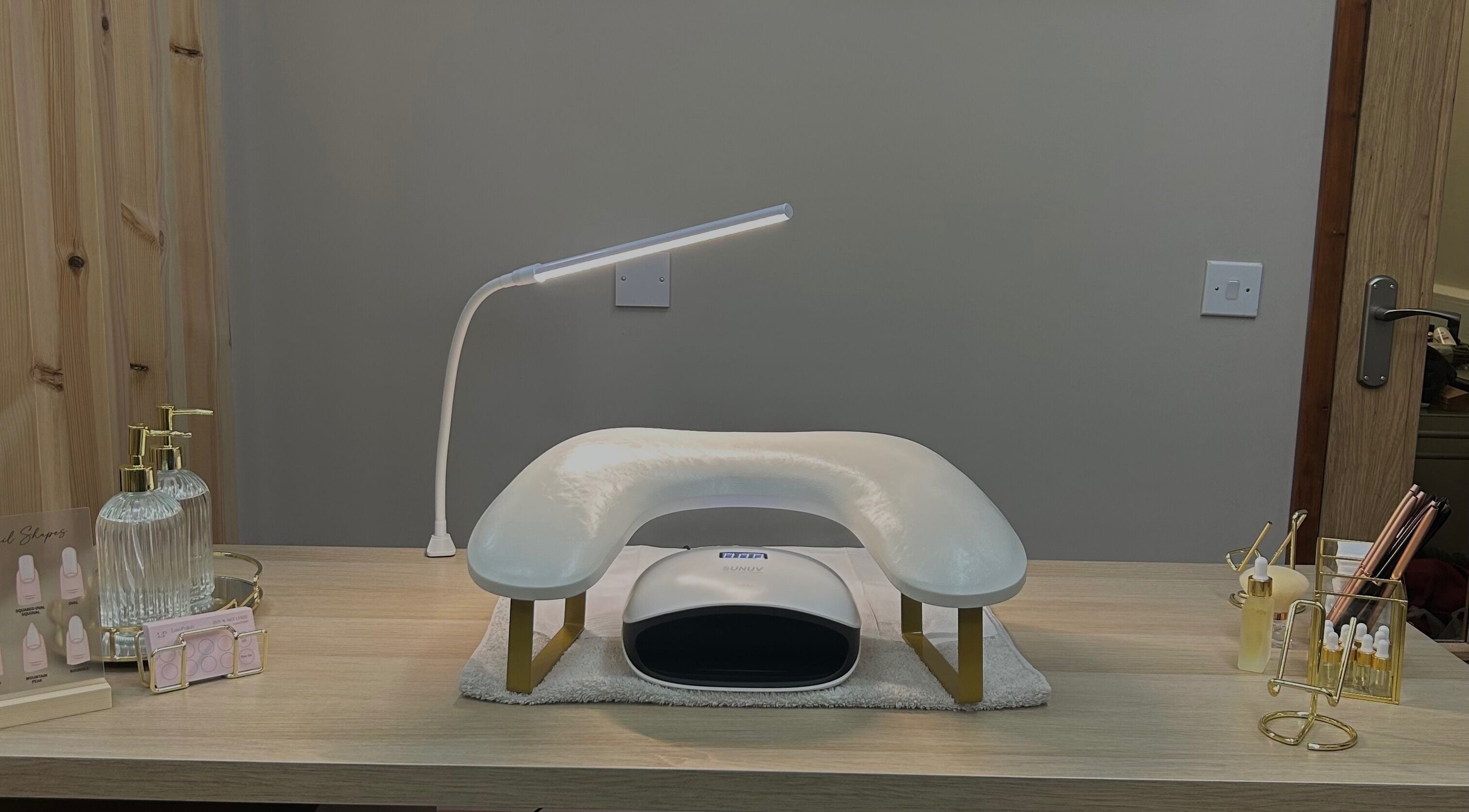 LuxoPolish nail station with sleek decor in Castlethorpe, England, GB.