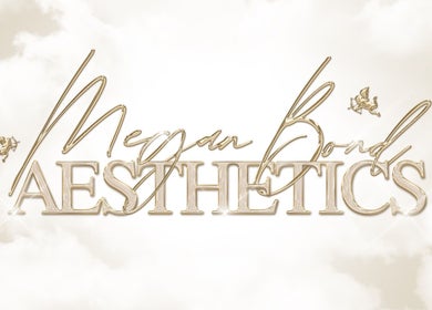 Elegant Megan Bond Aesthetics logo with golden script, Astley Cross, England, GB.