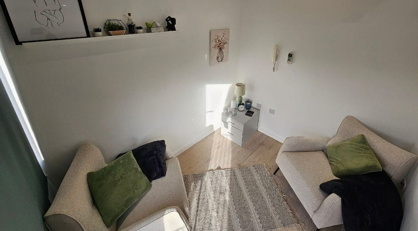 Cozy counseling area with plush chairs at The Self Session - Kate Stokes Counselling, Deal, England, GB.