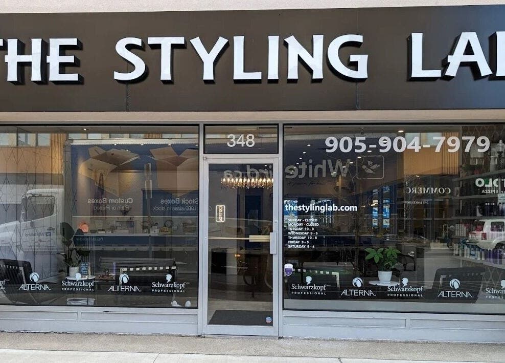 Front view of The Styling Lab by Kali in Oakville, Ontario, CA showcasing its modern entrance.