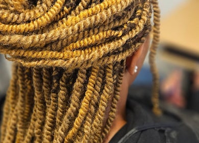 Close-up of styled braids at MHM Braids Studio, Dublin, County Dublin, IE showcasing intricate twist design.
