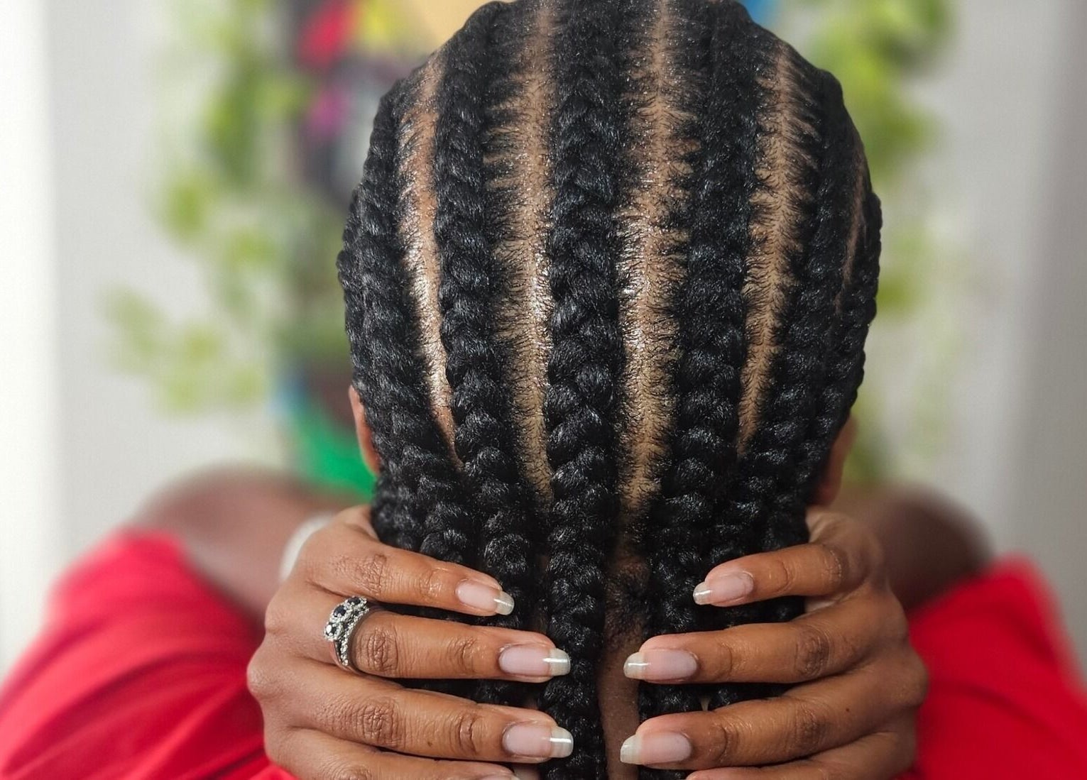 Close-up of intricate braids at MHM Braids Studio, Dublin, County Dublin, IE.