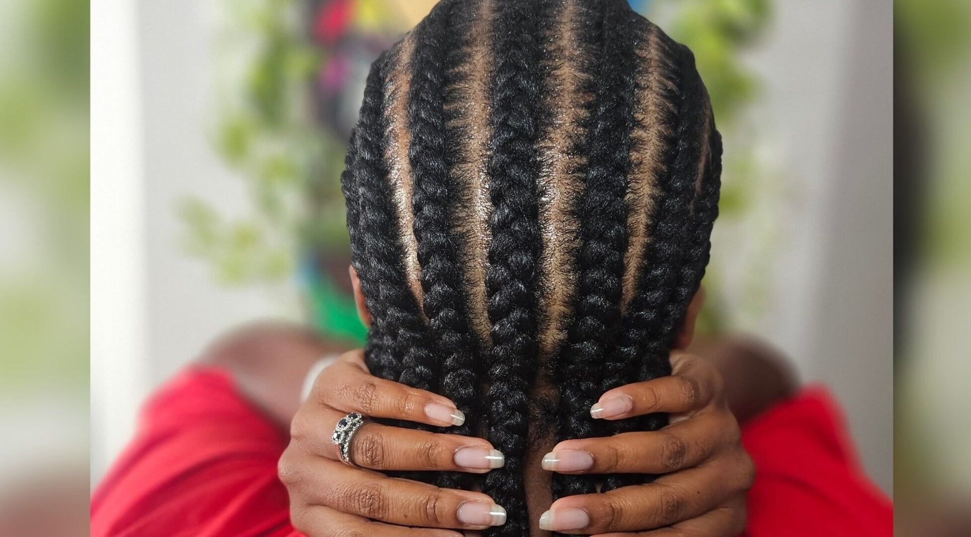 Close-up of intricate braids at MHM Braids Studio, Dublin, County Dublin, IE.