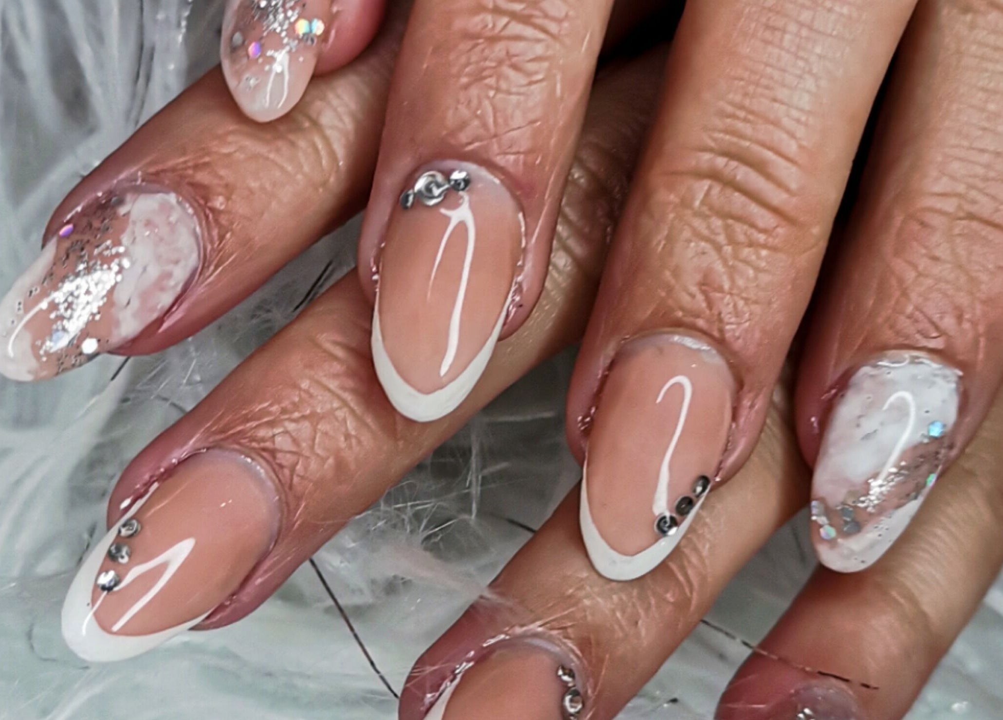 Elegant nail design at Gracefully Gorgeous in Kempton Park, Gauteng, ZA featuring shimmering details.