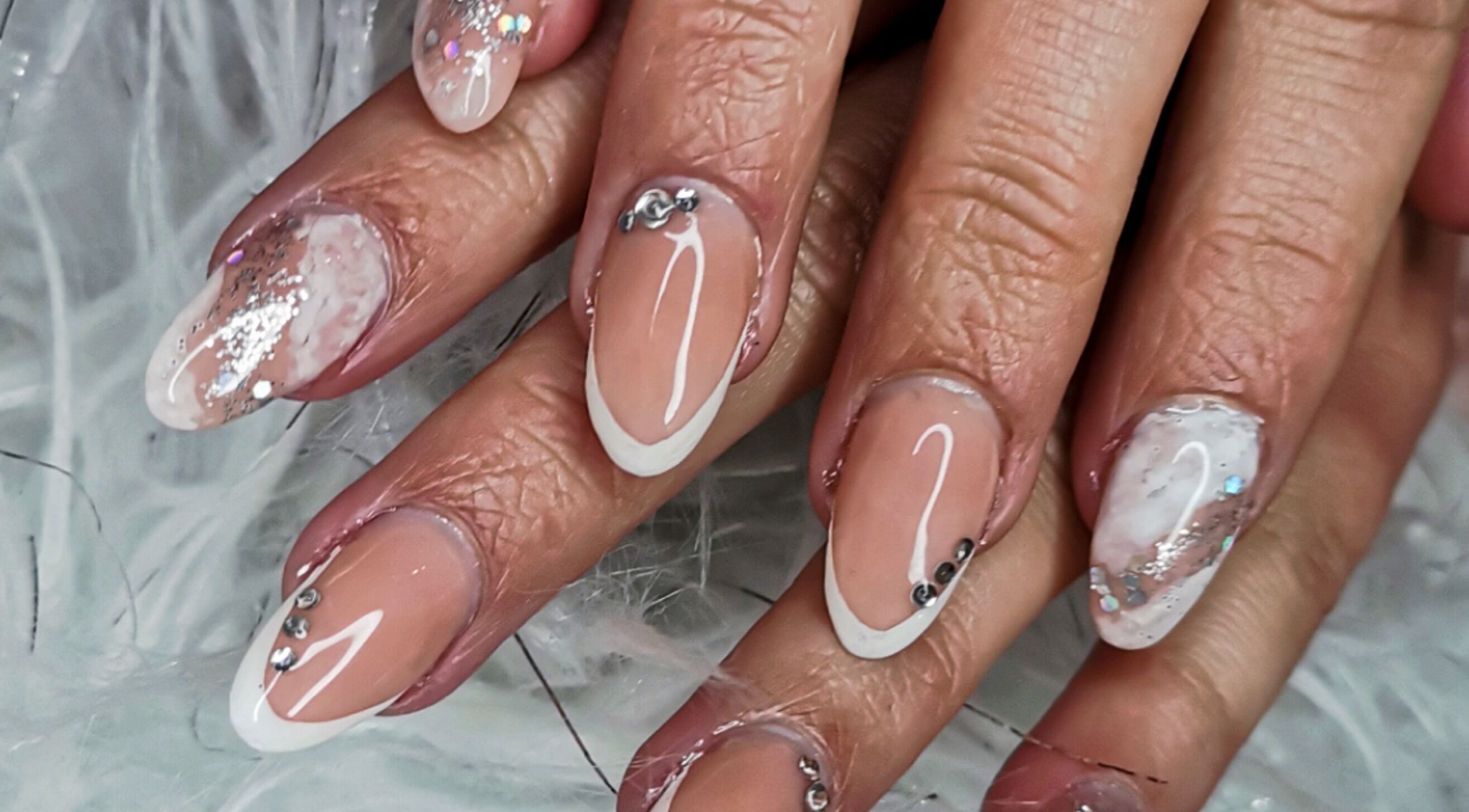 Elegant nail design at Gracefully Gorgeous in Kempton Park, Gauteng, ZA featuring shimmering details.