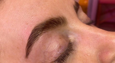 Detailed view of expertly groomed eyebrows at Mary and Rose, Portsmouth, England, GB.
