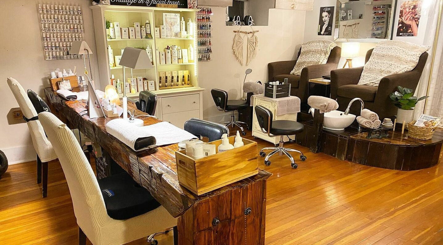 Relaxing nail and facial setup at Harvest Spa Stevenson Inn and Spa in Ontario, Ontario, CA.