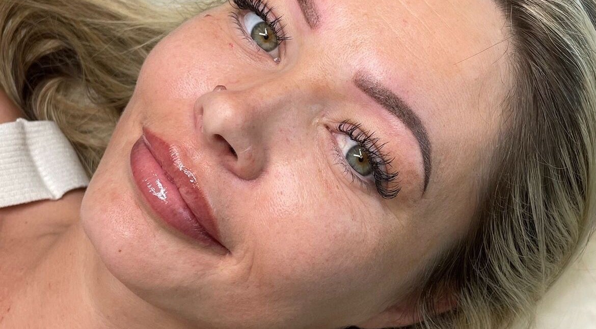 Enhanced eyelashes and brow treatment at Lux&co Beauty Bar, Cardiff, Wales, GB.