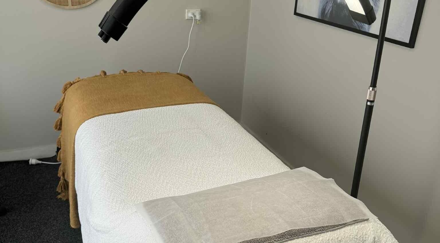 Treatment bed at Haven Beauty, Taupō, Waikato, NZ, offering relaxation and wellness.