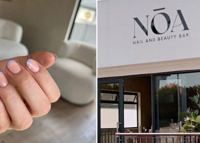 Elegant manicure and Noa Nails & Beauty Lounge exterior in Cape Town, Western Cape, ZA.