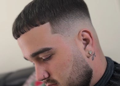 Close-up of a man's crisp fade haircut at Vision Studio, Coomera, Queensland, AU.