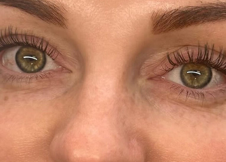 Close-up of eyelash extensions at Moonlight Lashes, East Kilbride, Scotland, GB showcasing detailed work.