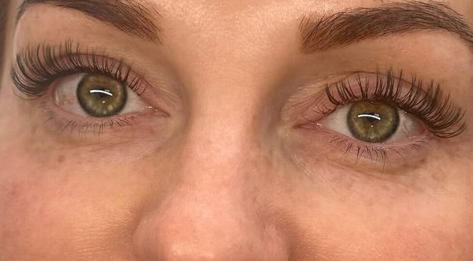 Close-up of eyelash extensions at Moonlight Lashes, East Kilbride, Scotland, GB showcasing detailed work.