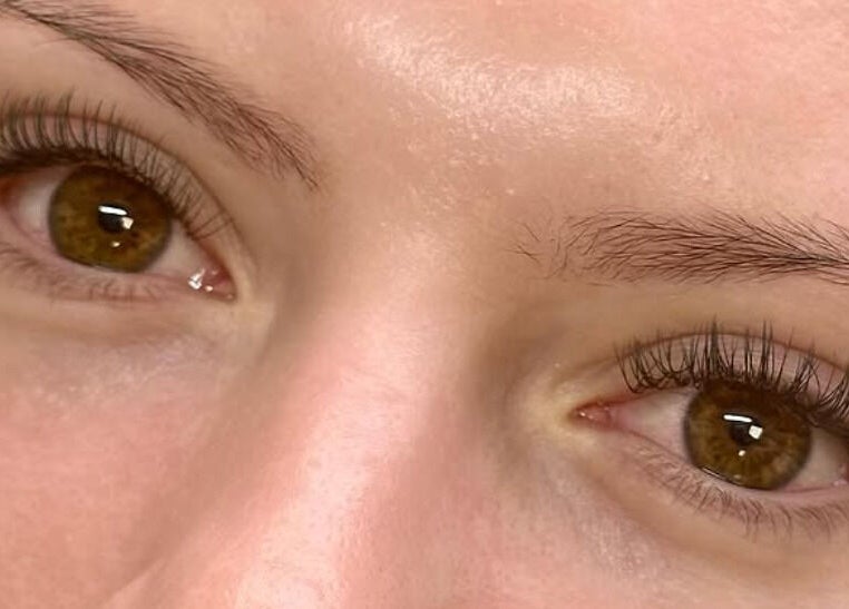 Closeup of beautifully styled eyelashes at Moonlight Lashes in East Kilbride, Scotland, GB.