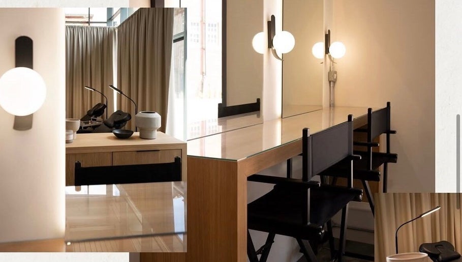 Sleek makeup stations at Amber Grace Artistry, Sheffield, England offering a luxurious beauty experience.