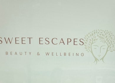 Sweet Escapes Beauty & Wellbeing sign at Rolleston-on-Dove, England, GB, featuring a serene logo design.