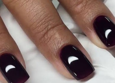 Dark glossy nails manicure at Sweet Escapes Beauty & Wellbeing, Rolleston-on-dove, England, GB.