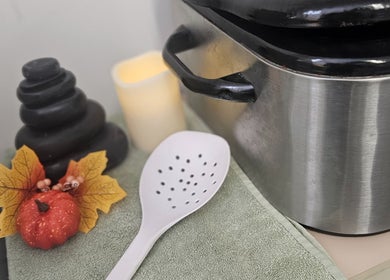 Hot stone massage tools at Sweet Escapes Beauty & Wellbeing, Rolleston-on-dove, England, GB.