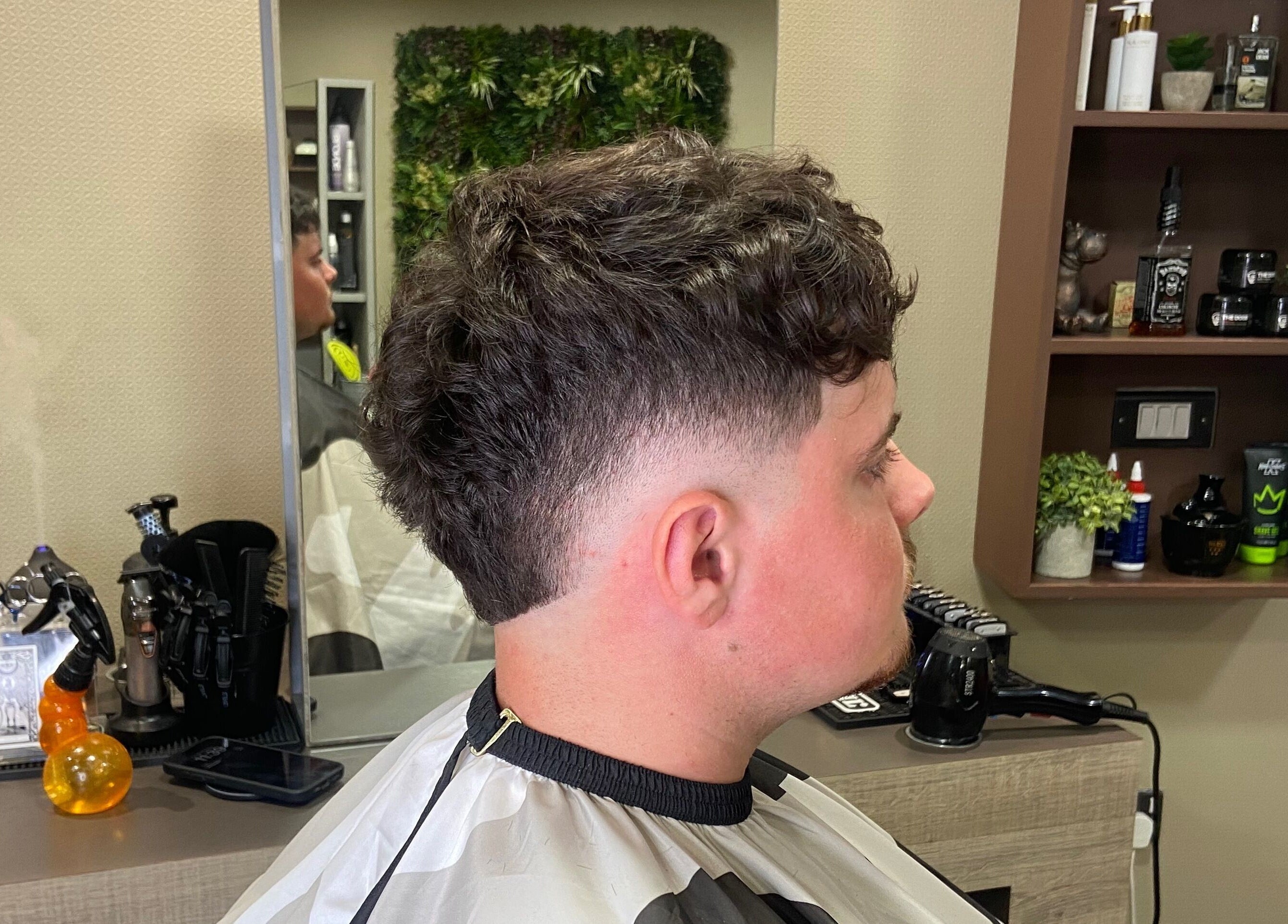 Close-up of fresh haircut at Jay’s Barbering at Beaujolais Hair, Dunstable, England, GB.