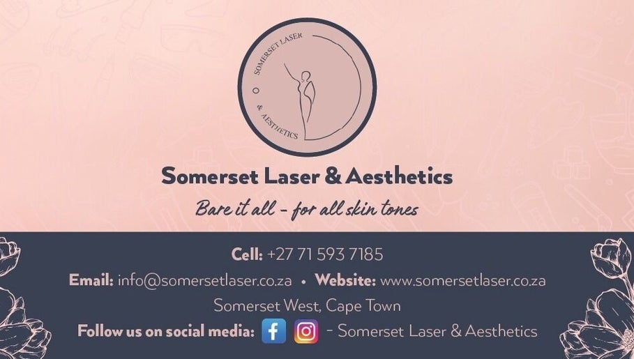 Somerset Laser & Aesthetics logo and contact info, Cape Town, Western Cape, ZA.