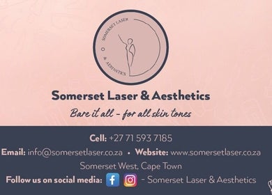 Somerset Laser & Aesthetics logo and contact info, Cape Town, Western Cape, ZA.