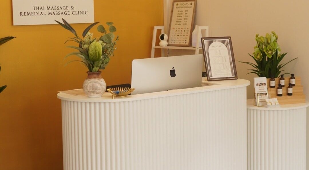 Reception area at Anda Thai Massage (Camberwell) in Melbourne, Victoria, AU with a stylish, inviting decor.