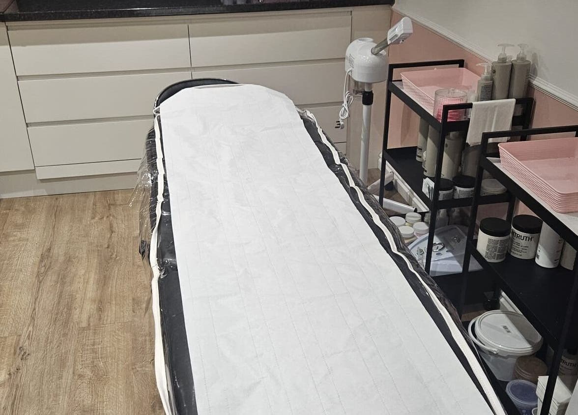 Calming treatment room at Precious Beauty in Hull, England, GB, ready for a relaxing wellness experience.